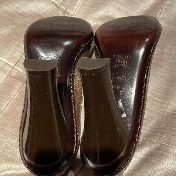 CELINE Metallic Shoes Leather Pumps size 38 Italian
